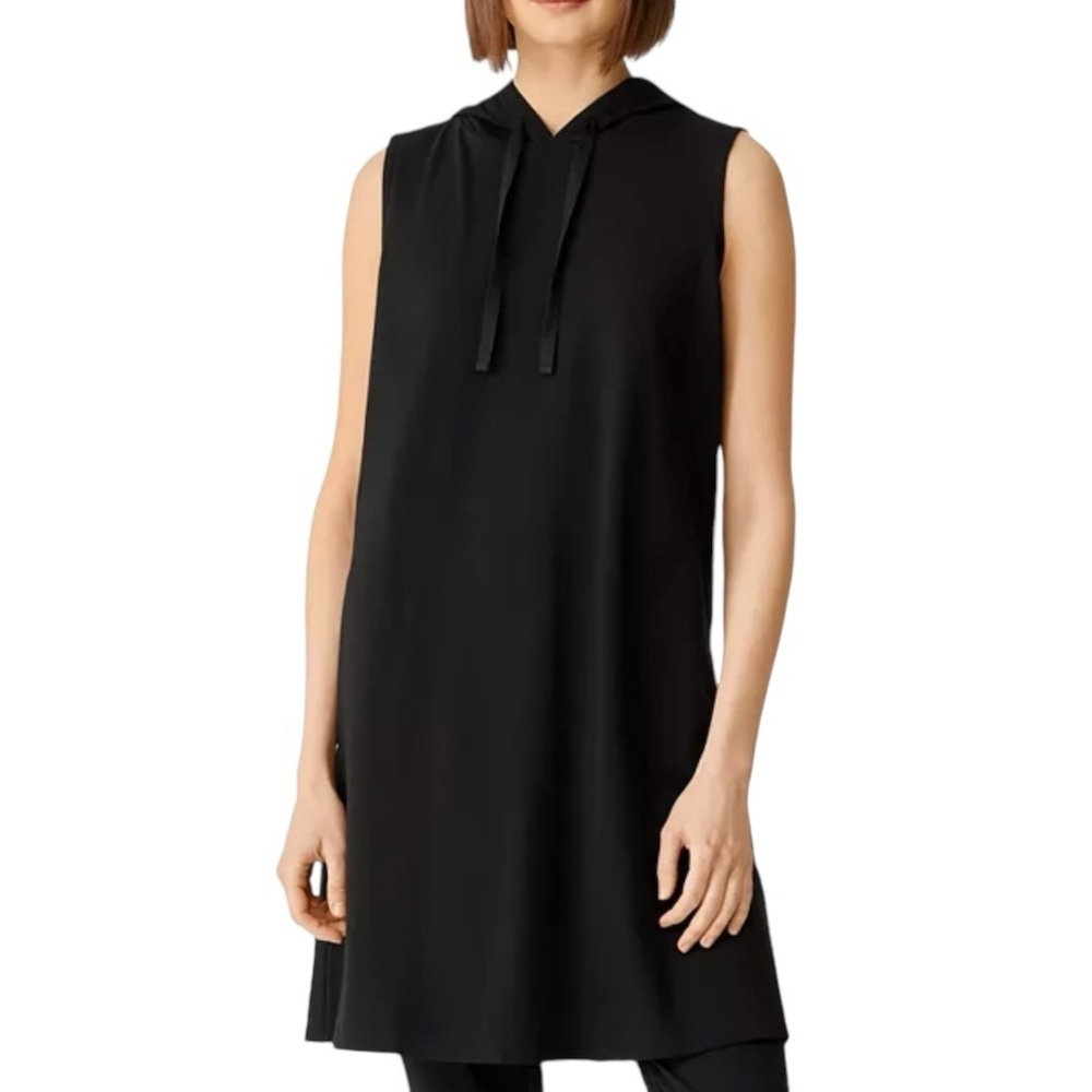 Eileen Fisher Hooded Sleeveless Dress in Black Women's Medium‎